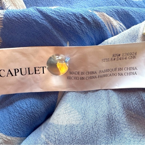 CAPULET “Mabel” Mini Dress – Ginkgo Blue Feather Leaf Print – Size Small - Picture 12 of 14